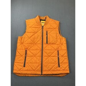 Bass Outdoor Vest Mens Large Orange Quilted Full Zip Insulated Lightweight
